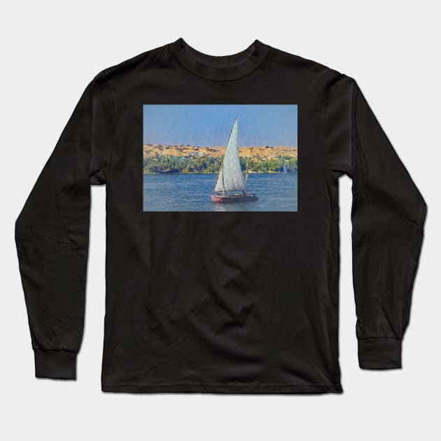 Egyptian Felucca On The Nile Long Sleeve T-Shirt by IanWL